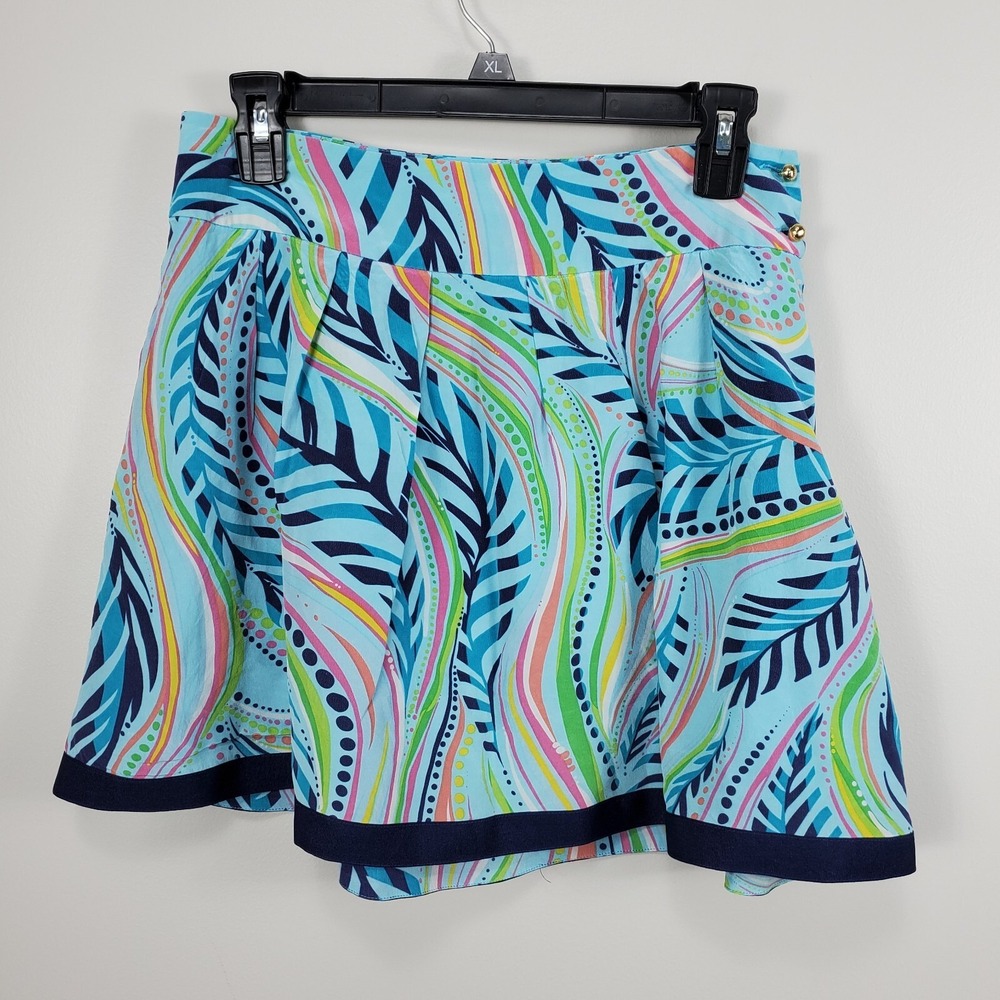 Lilly Pulitzer‎ Silk Skirt Pockets Size 2 Blue Pink Lined Mini